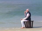 Prime Minister Narendra Modi at Arichal Munai, the point from where the Ram Setu was built, near Dhanushkodi in Tamil Nadu on Sunday morning. Prime Minister Narendra Modi at Arichal Munai, the point from where the Ram Setu was built, near Dhanushkodi in Tamil Nadu on Sunday morning.