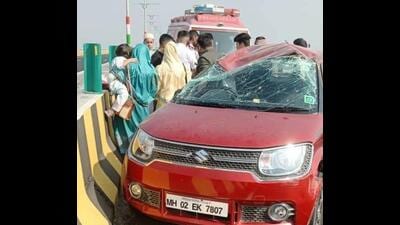 In first accident on MTHL, family miraculously unhurt, booked In first accident on MTHL, family miraculously unhurt, booked