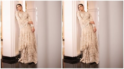 Her exquisite white outfit consisted of a netted top with a round neckline, full sleeves and intricate white floral embroidery all over. She paired it with a matching skirt and net dupatta. Her outfit perfectly blended glamour and grace, making it a showstopper. (Instagram/@athiyashetty)