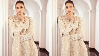 On Saturday, Athiya gave her fans a weekend surprise as the actress took to Instagram and uploaded a series of stunning pictures. In the post, Athiya can be seen looking like an elegant princess in a mesmerising white ensemble sourced from clothing brand Seema Gujral designs. (Instagram/@athiyashetty)