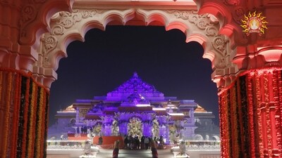 A glimpse from the Ram Temple ahead of its Pran Pratishtha ceremony on January 22, in Ayodhya. (ANI Photo) A glimpse from the Ram Temple ahead of its Pran Pratishtha ceremony on January 22, in Ayodhya. (ANI Photo)