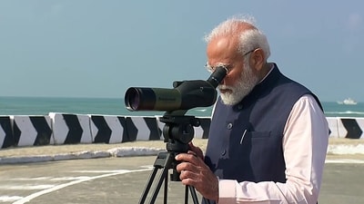 Ram Setu, also known as Adam's Bridge, is believed to have been constructed by Lord Ram with the assistance of the 'Vaanara sena' (monkey army) to facilitate his journey to Lanka for the battle against Ravana. (X/@BJP4India) Ram Setu, also known as Adam's Bridge, is believed to have been constructed by Lord Ram with the assistance of the 'Vaanara sena' (monkey army) to facilitate his journey to Lanka for the battle against Ravana. (X/@BJP4India)