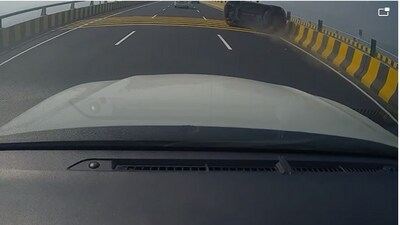The incident at the Atal Setu bridge was caught on camera. (HT photo)