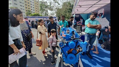 Children attend the India Science Festival 2024 at IISER Pashan road in Pune on Sunday. (RAHUL RAUT/ HT PHOTO)