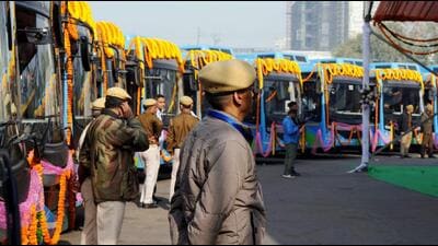Each e-bus currently operating in the Capital can run up to 250km on a single charge. The charging infrastructure will be installed by the government while the electric bus companies will install the charging points, the official said, adding that most buses in the city ply during the day and would be charged at these stations during the night. (PTI) Each e-bus currently operating in the Capital can run up to 250km on a single charge. The charging infrastructure will be installed by the government while the electric bus companies will install the charging points, the official said, adding that most buses in the city ply during the day and would be charged at these stations during the night. (PTI)
