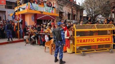 "Ayodhya is now under the watchful eye of drones equipped with artificial intelligence, alongside the utilisation of anti-mine drones, as part of the concerted efforts to enhance security in the temple town," a senior police official said.&nbsp; (REUTERS)