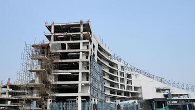 Noida, India- April 03, 2023: The Noida authority new building being built in sector 96 is about to get ready as the work is at advance stage, in Noida, India, on Monday, April 03, 2023. (Photo by Sunil Ghosh / Hindustan Times) To go with Vinod’s story