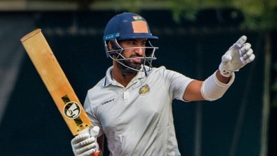 Saurashtra's batter Cheteshwar Pujara during the third day of the Ranji Trophy cricket match (PTI)
