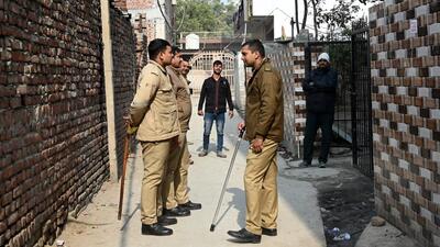 Police cordoned off the house on Sunday. (Sunil Ghosh / HT Photo) Police cordoned off the house on Sunday. (Sunil Ghosh / HT Photo)