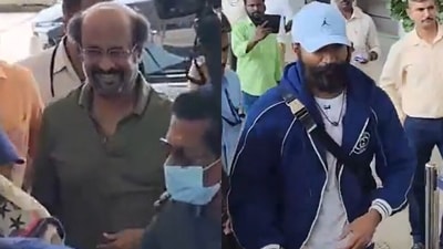 Rajinikanth and Dhanush were spotted in Chennai leaving for Ayodhya (ANI) Rajinikanth and Dhanush were spotted in Chennai leaving for Ayodhya (ANI)