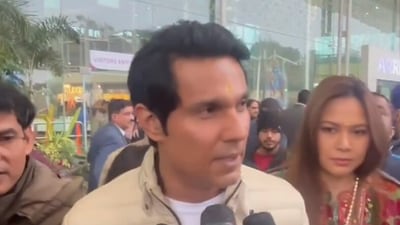 Actor Randeep Hooda, along with his wife Lin Laishram, arrives at Lucknow airport to attend the Ram Temple 'pran pratishtha' ceremony in Ayodhya. “We are very excited and looking forward to being present there and getting the blessings of Lord Ram. It is not just a religious event, it is also a cultural and heritage event,” he said. (ANI) Actor Randeep Hooda, along with his wife Lin Laishram, arrives at Lucknow airport to attend the Ram Temple 'pran pratishtha' ceremony in Ayodhya. “We are very excited and looking forward to being present there and getting the blessings of Lord Ram. It is not just a religious event, it is also a cultural and heritage event,” he said. (ANI)