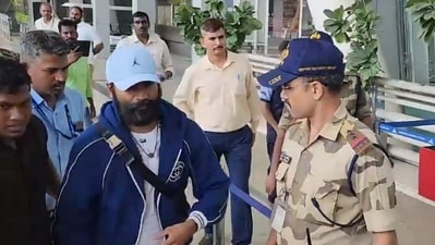 Actor Dhanush departs from Chennai Airport to Ayodhya to participate in the ‘pran pratishtha’ ceremony of Ram Temple on Monday. (ANI) Actor Dhanush departs from Chennai Airport to Ayodhya to participate in the ‘pran pratishtha’ ceremony of Ram Temple on Monday. (ANI)