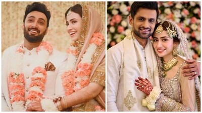 Sana Javed with Umair Jaiswal (left) and with Shoaib Malik (right). Sana Javed with Umair Jaiswal (left) and with Shoaib Malik (right).