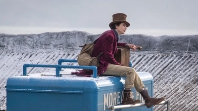 Timothée Chalamet in a still from Wonka. Timothée Chalamet in a still from Wonka.