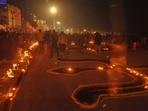 A visual from the Ganga Maha Aart at Dashashwamedh Ghat.