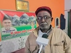 Former litigant in Ayodhya land dispute case advocate Iqbal Ansari speaks to the media on Ram Temple, in Ayodhya on Saturday. 