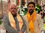 Arun Yogiraj (right) with BJP's BL Santhosh. Arun Yogiraj (right) with BJP's BL Santhosh.