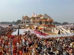 A general view of the audience during the opening of Ram Remple in Ayodhya.
