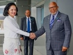 United Nations General Assembly President Dennis Francis was received by India's Permanent Representative to the United Nations Ruchira Kamboj upon his arrival in New Delhi. United Nations General Assembly President Dennis Francis was received by India's Permanent Representative to the United Nations Ruchira Kamboj upon his arrival in New Delhi.