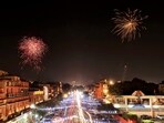 Fireworks light up the sky during the celebration of the consecration ceremony of Ayodhya's Ram Temple Fireworks light up the sky during the celebration of the consecration ceremony of Ayodhya's Ram Temple