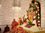 The idol of Ram Lalla during the 'Pran Pratishtha' ceremony at the Ram Mandir, in Ayodhya. The idol of Ram Lalla during the 'Pran Pratishtha' ceremony at the Ram Mandir, in Ayodhya.