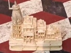 Ram Mandir replica made with matchsticks. Ram Mandir replica made with matchsticks.