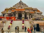 Ayodhya: Ram Mandir being decorated with flowers on the eve of its consecration ceremony, in Ayodhya, Sunday, Jan. 21, 2024. 