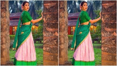 If you love Pooja's outfit and are wondering how much it costs, don't worry, we've got you covered. Her outfit is from the shelves of clothing brand Raw Mango and comes with a price tag of <span class='webrupee'>₹</span>1.39 lakh. (Instagram/@hegdepooja) If you love Pooja's outfit and are wondering how much it costs, don't worry, we've got you covered. Her outfit is from the shelves of clothing brand Raw Mango and comes with a price tag of <span class='webrupee'>₹</span>1.39 lakh. (Instagram/@hegdepooja)