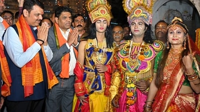 Maharashtra Deputy Chief Minister Devendra Fadnavis during his visit to Ramtek Gad Temple to offer prayers in Nagpur on Sunday. (ANI) Maharashtra Deputy Chief Minister Devendra Fadnavis during his visit to Ramtek Gad Temple to offer prayers in Nagpur on Sunday. (ANI)