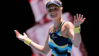 Dayana Yastremska of Ukraine reacts after defeating Victoria Azarenka of Belarus in their fourth round match at the Australian Open tennis championships at Melbourne Park, Melbourne, Australia, Monday, Jan. 22 (AP) Dayana Yastremska of Ukraine reacts after defeating Victoria Azarenka of Belarus in their fourth round match at the Australian Open tennis championships at Melbourne Park, Melbourne, Australia, Monday, Jan. 22 (AP)
