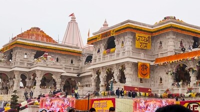 Ayodhya: Ram Mandir decorated with flowers as part of preparations for its consecration ceremony, in Ayodhya (PTI)