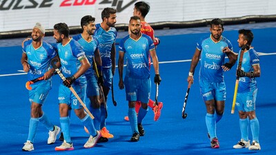Indian men's hockey team celebrates after scoring a goal (PTI)