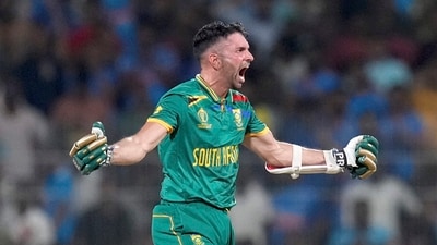 South Africa's Keshav Maharaj celebrates (PTI) South Africa's Keshav Maharaj celebrates (PTI)