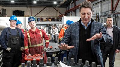 Prime Minister Justin Trudeau meets skilled trades students, ahead of 19th Canada EU Trade summit, in St John’s, Newfoundland, Canada, on November 23, 2023. (REUTERS) Prime Minister Justin Trudeau meets skilled trades students, ahead of 19th Canada EU Trade summit, in St John’s, Newfoundland, Canada, on November 23, 2023. (REUTERS)