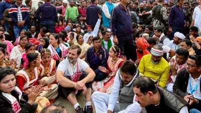 Rahul Gandhi said maybe today only one person can go to a temple. (X) Rahul Gandhi said maybe today only one person can go to a temple. (X)