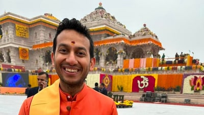 OYO founder Ritesh Agarwal at Ram Temple in Ayodhay on Monday. OYO founder Ritesh Agarwal at Ram Temple in Ayodhay on Monday.