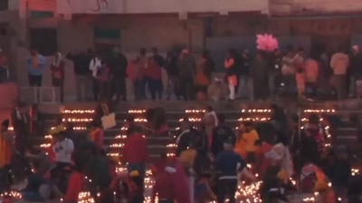 Saryu ghat illuminated with hundreds of diyas after Ram Temple's 'Pran Pratishtha' on Monday (ANI) Saryu ghat illuminated with hundreds of diyas after Ram Temple's 'Pran Pratishtha' on Monday (ANI)