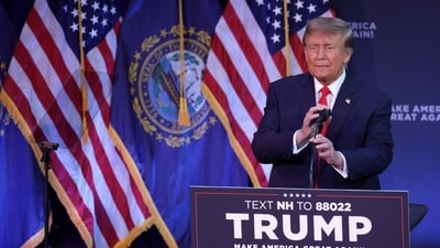 Republican presidential candidate and former President Donald Trump speaks at a campaign rally at the Rochester Opera House on January 21, 2024 in Rochester, New Hampshire. (Getty Images via AFP) Republican presidential candidate and former President Donald Trump speaks at a campaign rally at the Rochester Opera House on January 21, 2024 in Rochester, New Hampshire. (Getty Images via AFP)