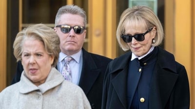 E. Jean Carroll (R) with her lawyers, leaves the Manhattan Federal Court for her civil defamation trial against former US President Donald Trump after it was canceled for the day, in New York City on January 22, 2024. (AFP) E. Jean Carroll (R) with her lawyers, leaves the Manhattan Federal Court for her civil defamation trial against former US President Donald Trump after it was canceled for the day, in New York City on January 22, 2024. (AFP)