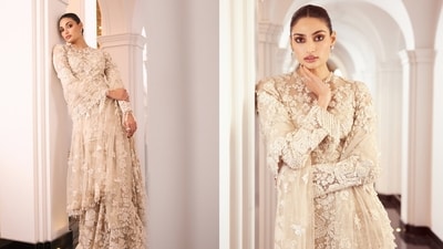 Athiya Shetty wows at Seema Gujral's store launch in New Delhi.