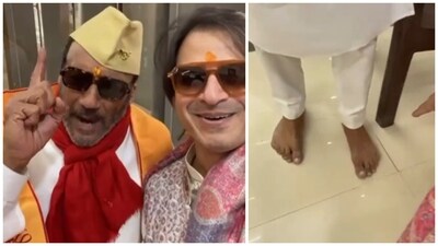 Jackie Shroff with Vivek Oberoi in Ayodhya. Jackie Shroff with Vivek Oberoi in Ayodhya.