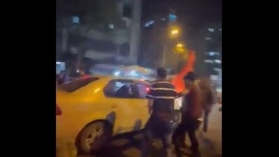 Screenshot from a video showing a car being attacked in Mumbai's Mira Road on Sunday night.