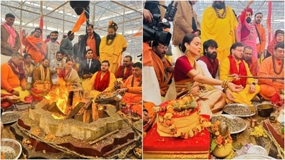 Meanwhile, the 51-inch tall Ram Lalla idol to be consecrated today at Ayodhya has been crafted by Mysuru-based sculptor Arun Yogiraj. The idol also contains carvings of all ten incarnations of Lord Vishnu, Hindu Gods like Lord Hanuman and other major Hindu religious symbols. (Instagram) Meanwhile, the 51-inch tall Ram Lalla idol to be consecrated today at Ayodhya has been crafted by Mysuru-based sculptor Arun Yogiraj. The idol also contains carvings of all ten incarnations of Lord Vishnu, Hindu Gods like Lord Hanuman and other major Hindu religious symbols. (Instagram)