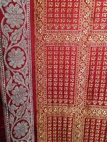 This Ramavali shawl by Delhi-based handloom revivalist Ajay Bhoj, featuring real gold and silver Banarasi zari work and ‘Shri Ram, Jai Ram, Jai Jai Ram’ written over 1,000 times, was inspired by a 180-year-old legacy piece This Ramavali shawl by Delhi-based handloom revivalist Ajay Bhoj, featuring real gold and silver Banarasi zari work and ‘Shri Ram, Jai Ram, Jai Jai Ram’ written over 1,000 times, was inspired by a 180-year-old legacy piece
