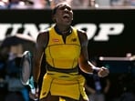 Coco Gauff of the U.S. celebrates after defeating Marta Kostyuk of Ukraine in their quarterfinal match at the Australian Open Coco Gauff of the U.S. celebrates after defeating Marta Kostyuk of Ukraine in their quarterfinal match at the Australian Open