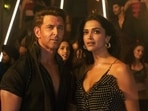 Deepika Padukone with Hrithik Roshan in a still from Fighter directed by Siddharth Anand.