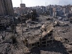 Israel-Hamas war: A view of the rubble of buildings hit by an Israeli airstrike in Gaza City on October 10, 2023. Israel-Hamas war: A view of the rubble of buildings hit by an Israeli airstrike in Gaza City on October 10, 2023.