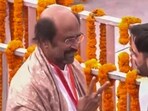 Actor Rajinikanth at the Ram Mandir consecration ceremony, in Ayodhya. (PTI Photo) Actor Rajinikanth at the Ram Mandir consecration ceremony, in Ayodhya. (PTI Photo)