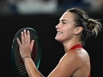 Belarus' Aryna Sabalenka celebrates victory against Czech Republic's Barbora Krejcikova after their women's singles quarter-final match on day 10 of the Australian Open Belarus' Aryna Sabalenka celebrates victory against Czech Republic's Barbora Krejcikova after their women's singles quarter-final match on day 10 of the Australian Open