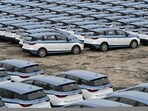 BYD Co. E5 electric vehicles in taxi livery at a lot in Shenzhen, China on Wednesday, 17 January 2024. BYD Co. E5 electric vehicles in taxi livery at a lot in Shenzhen, China on Wednesday, 17 January 2024.